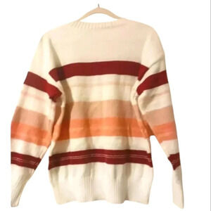 Chunky soft stripe sweater. Maroon pink tan cream. Sz XL